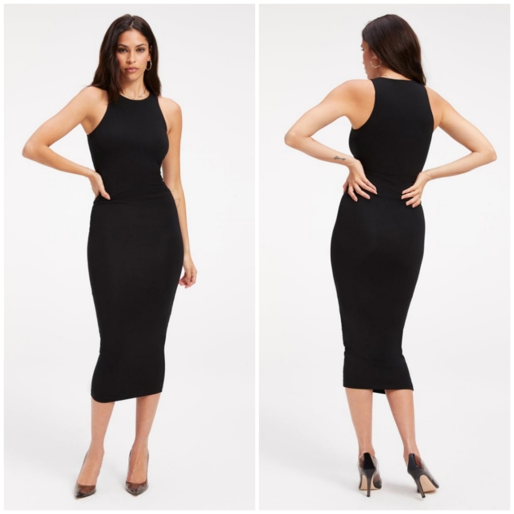 NWOT Good American Good Touch Cut in Tank Midi Dress